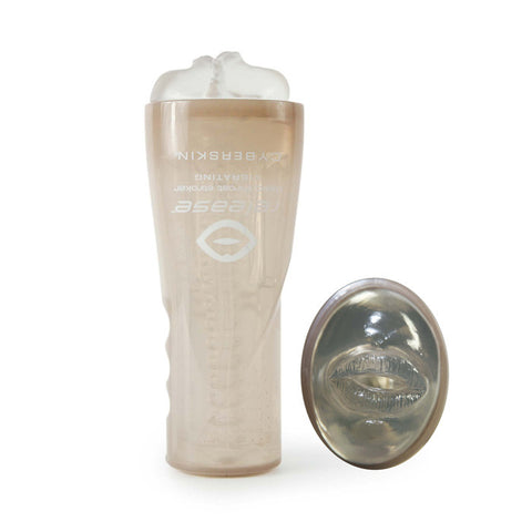 CyberSkin® Release™ Deep Throat Stroker, transparente, vibrante