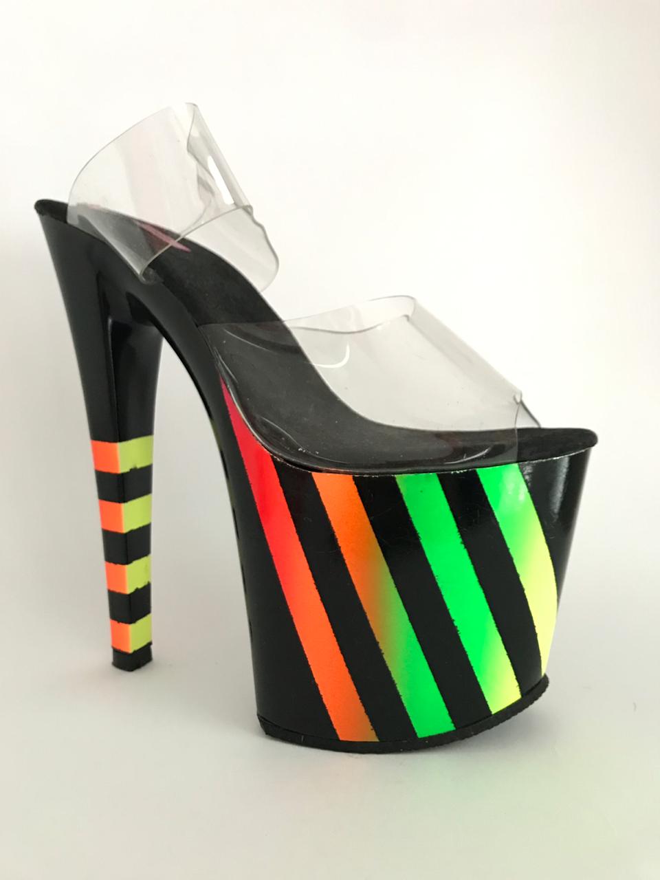 Zapatos con rayas colores, plataforma No.3