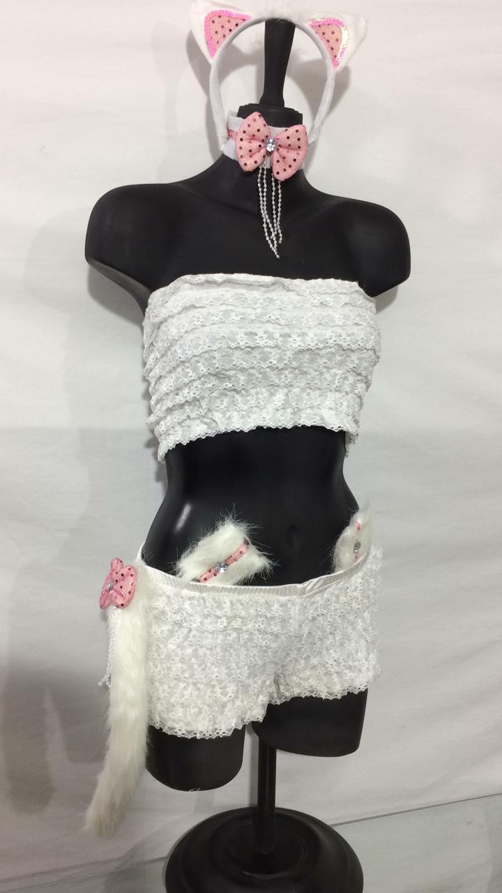 Kit de gatita (orejas, diadema, cola, muñecas, cuello)