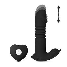 Vibrador usable de empuje de 12 velocidades de color negro con control remoto con función de calefacción