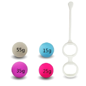 Kit de 4 bolas intercambiables de silicona Kegal con diferentes pesos.
