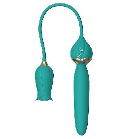 Vibrador de rosa de silicona de 10 velocidades con vibrador de empuje