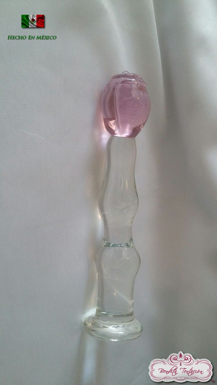 Dildo de cristal en forma de rosa